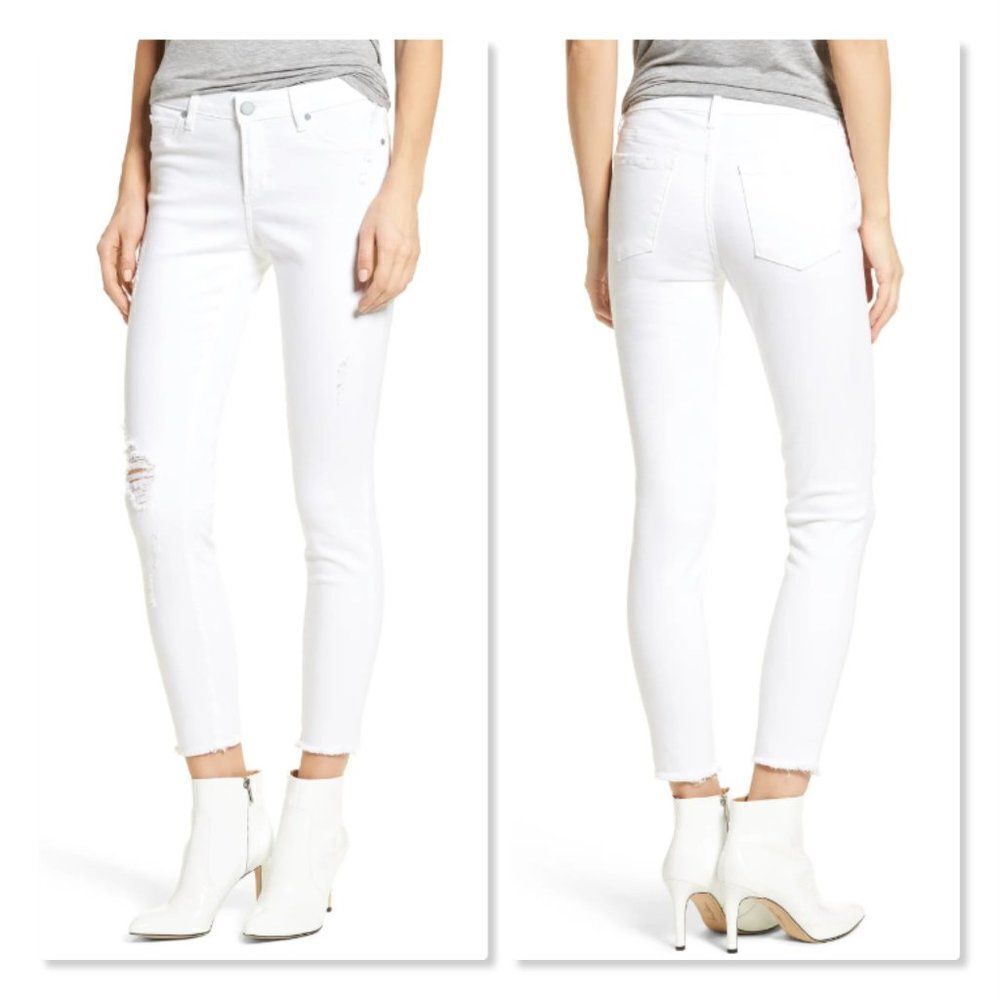 Articles of Society 'Carly' Distressed Ankle Skinny Jeans - size 27 in White